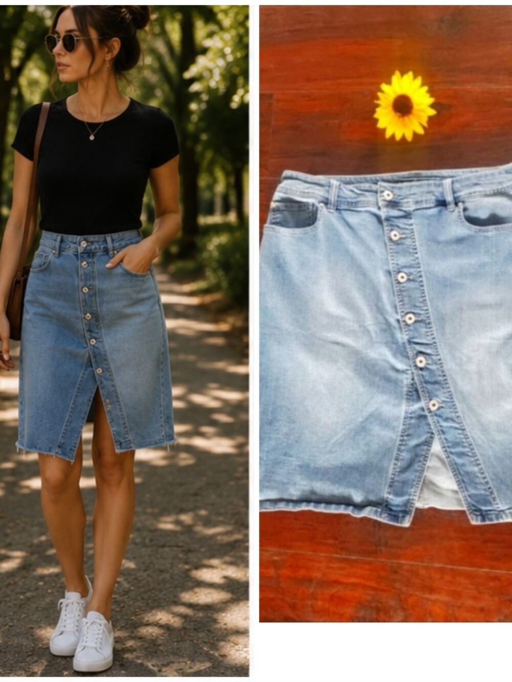 INC ASYMMETRICAL DENIM SKIRT